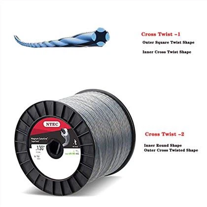 4.5 MM linha de aparador torcido cruzado de dupla potência para ferramentas de corte de aparador de grama